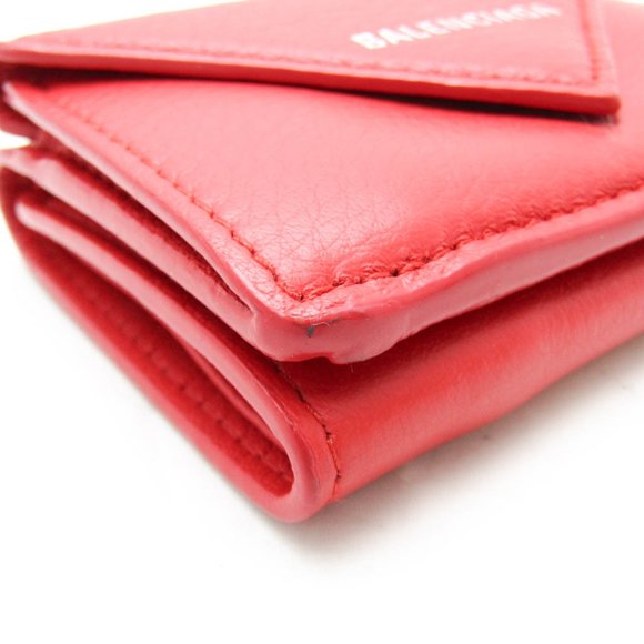 Balenciaga Papier Mini Wallet 391446 Women's Leather Wallet (tri-fold) Red Color - Picture 8 of 16